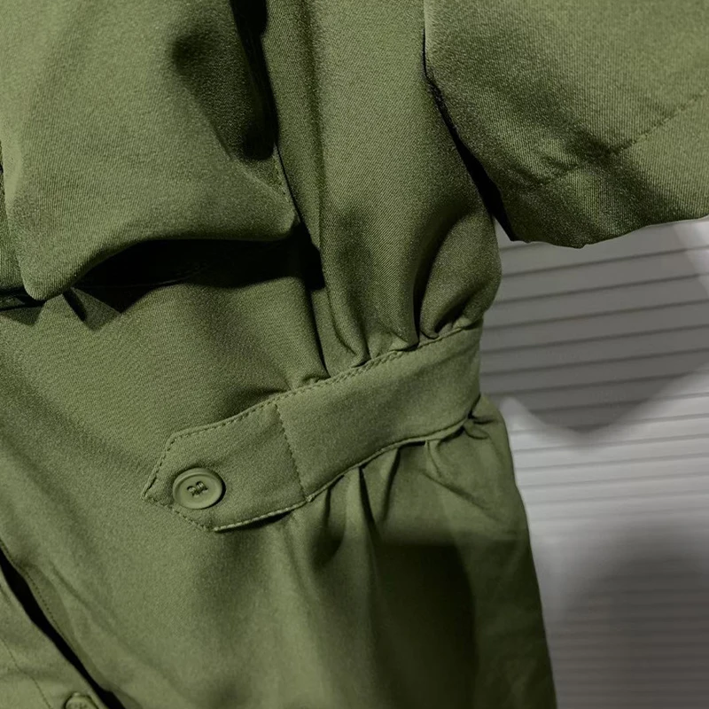 

CHICEVER Straight Shirt For Women Lapel Collar Short Sleeve Patchwork Hit Color Slim Blouses Female 2021 Fashion Clothing Summer