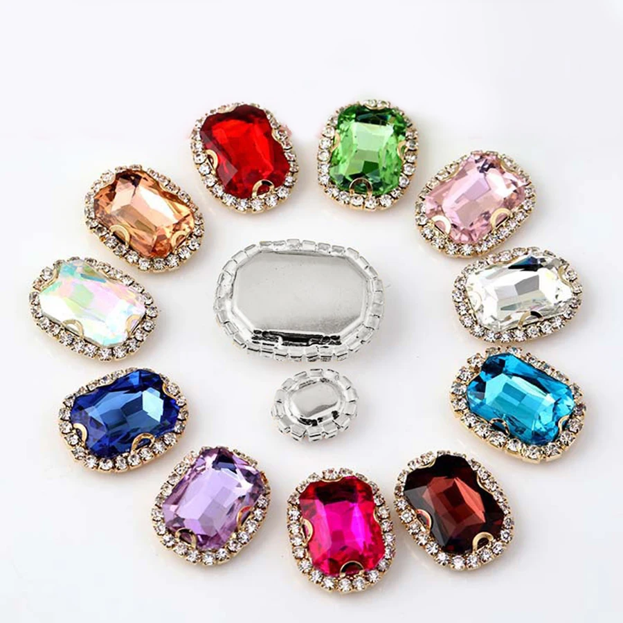 Восьмиугольные Стразы 20 шт. стразы с серебряной пряжкой в форме бриллианта