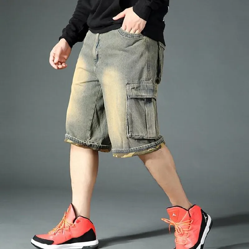 Джинсы мужские короткие прямые в стиле хип-хоп укороченные брюки из денима