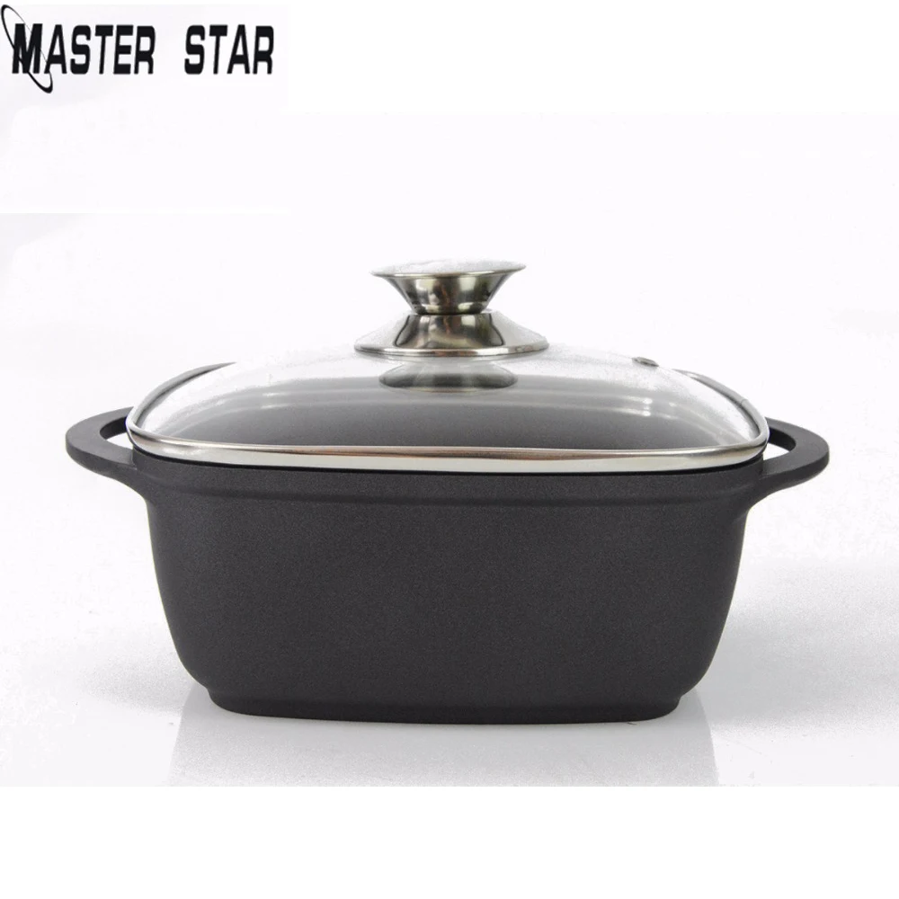 Чугунная кастрюля Master Star черная для супа 22 см толстая алюминиевая газовая плита