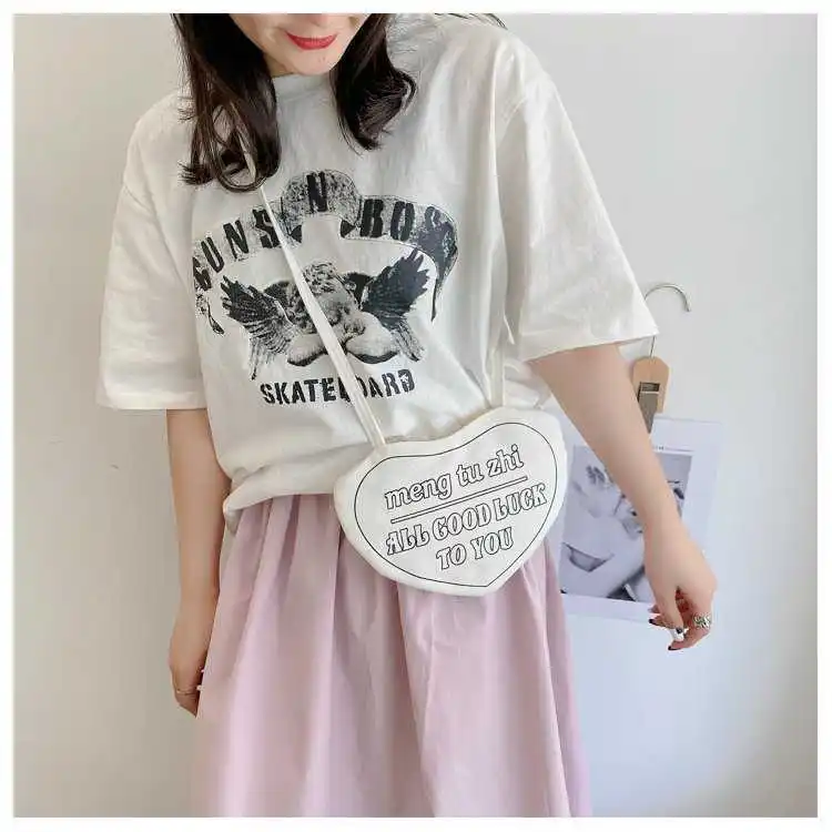 

Ins Harajuku funny personality love eggs soft girl student canvas bag Korean version shoulder bag
