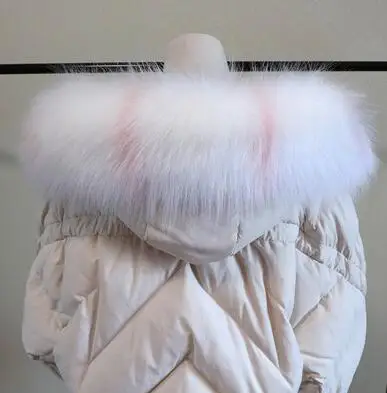 white stripe Осенне-зимний женский супер большой искусственный воротник, шапка из лисьего меха, большой воротник из меха енота, воротник с капюшоном, шарф-накидка, 80 см, tb001 - Цвет: white stripe