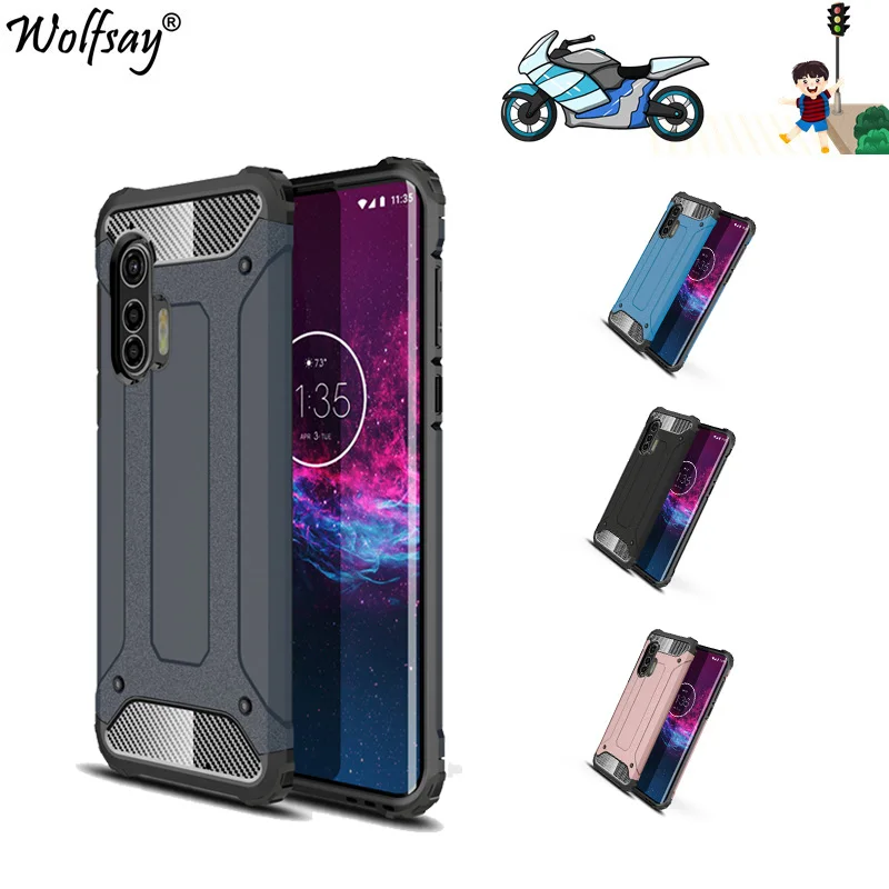 Чехол для Motorola Edge + чехол TPU PC ударопрочный гибридный армированный полный Plus