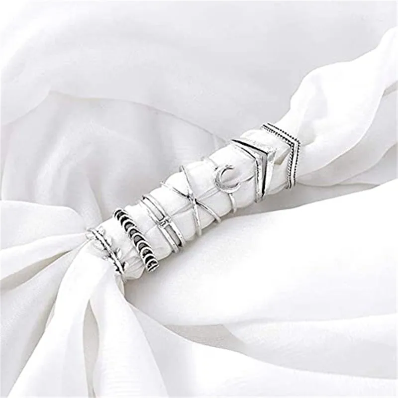 Набор колец для женщин и девушек винтажные штабелируемые кольца средней длины в