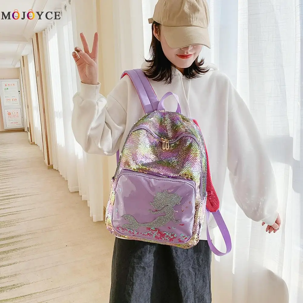 

Fashion Women Backpack Sequins Cartoon Fish Tail Large School Shoulder Bag
