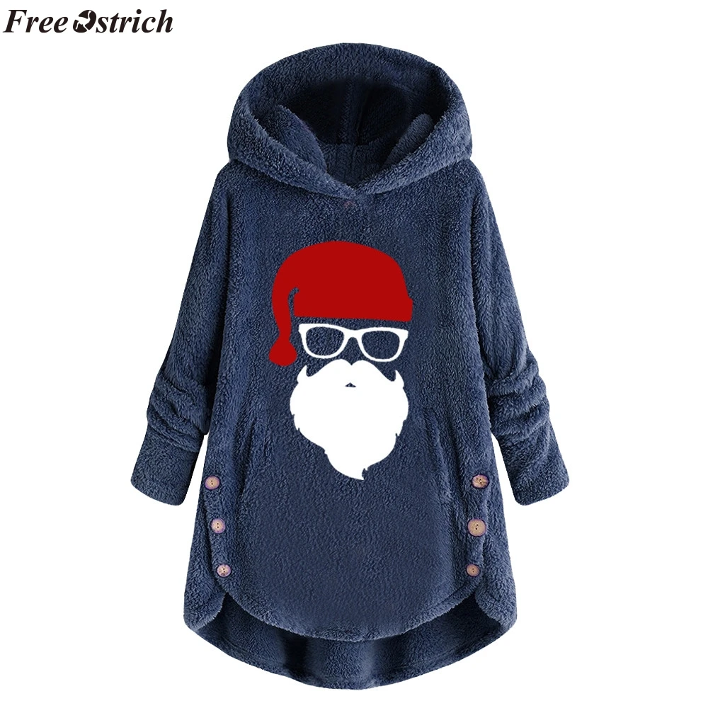 Женское плюшевое пальто SAGACE Модное теплое на пуговицах пушистые Топы SantaClaus