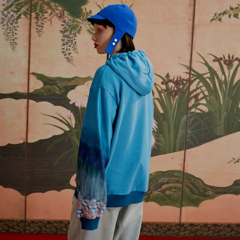 Unifree2019 Осень Новый Повседневный модный принт с капюшоном средней длины пуловер