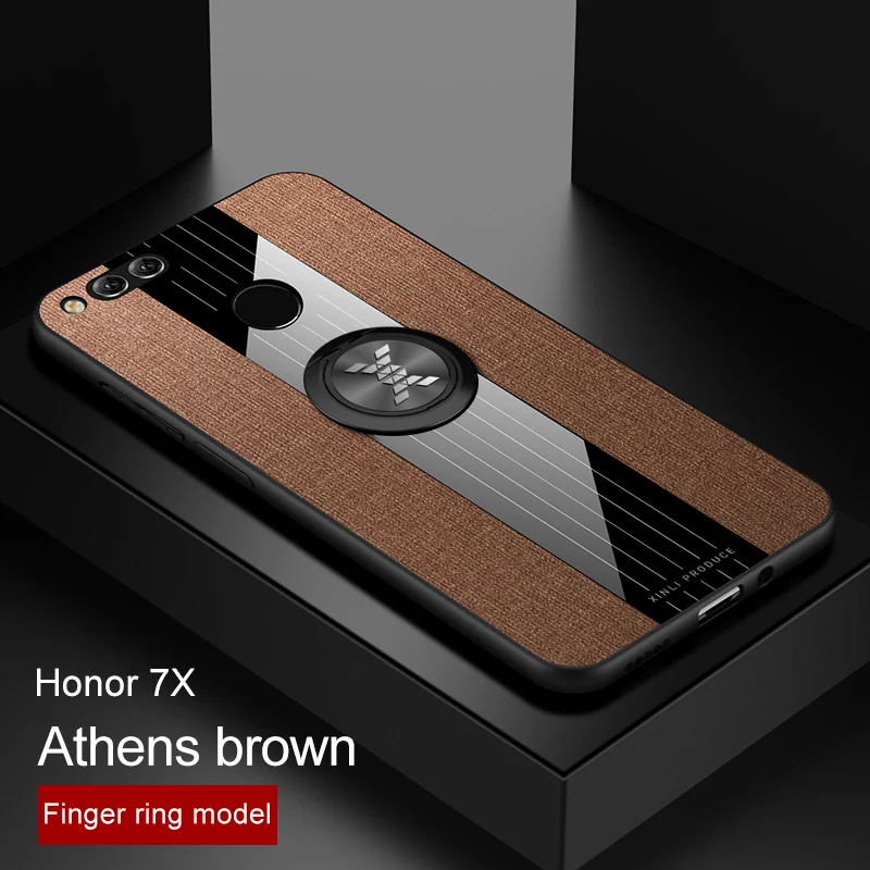 Для huawei honor 8X 7X 6X чехол Роскошный Жесткий тканевый с кольцом магнитный штатив тонкий защитный чехол для huawei honor 8X max honor 7x