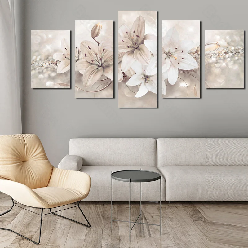 

Canvas Painting Living Room Decoration Frameless Poster Sofa Background Wall Stickers Bedroom Murals Elegant Flowers