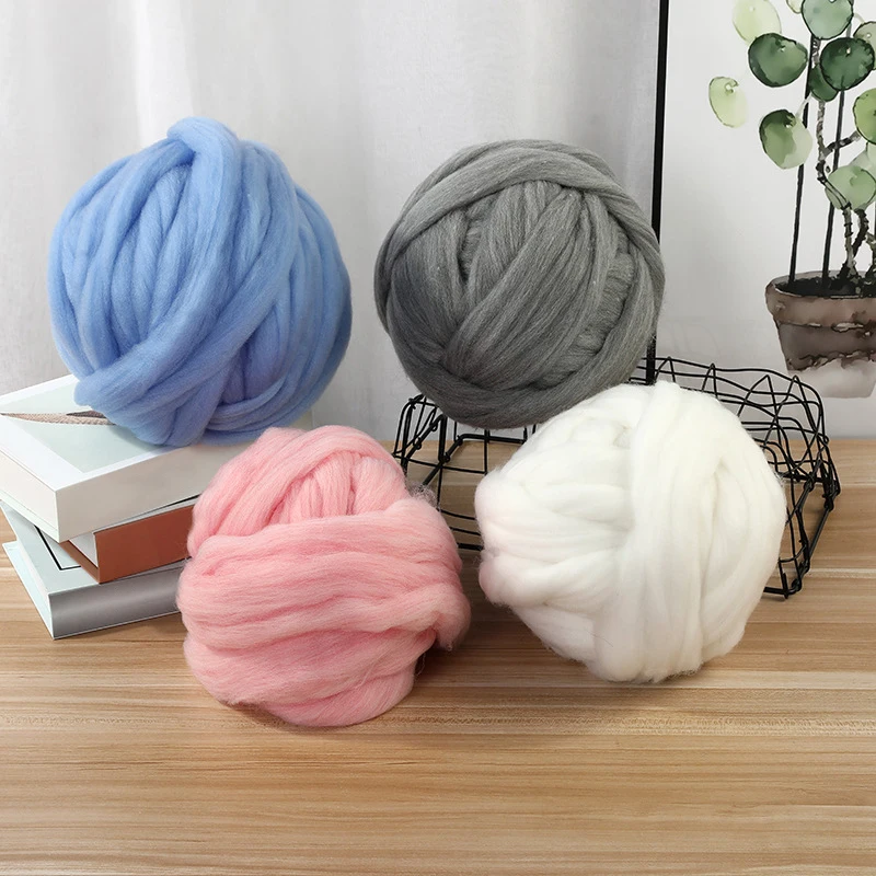 250g/ball Super Thick Natural Wool Chunky Yarn Solid Color Warm Woven Roving Yarns For Hand Knitting Hat Carpet Mat Blanket | Дом и сад