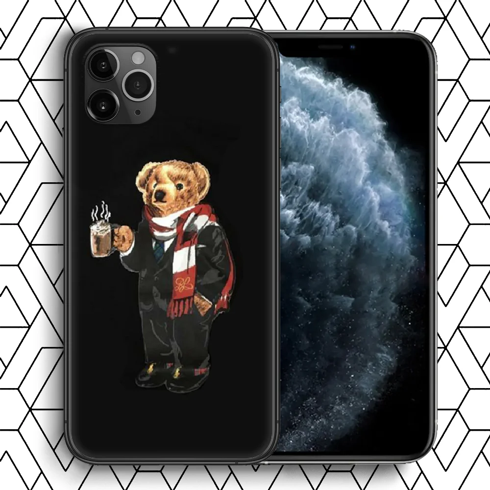 

Italy cartoon Bear Phone Case For iPhone 4 4s 5 5S SE 5C 6 6S 7 8 Plus X XS XR 11 12 Mini Pro Max 2020 black Waterproof 3D Shell