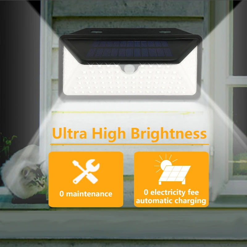 Светодиодная лампа на солнечной батарее трехсторонний светящийся настенный