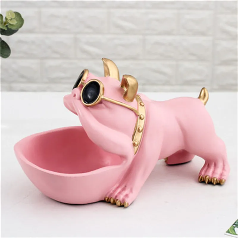 

Bulldog Candy Dish Statue Lucky Dog Animal Storage Box Desk Accessories Birthday Christmas Gift M4409