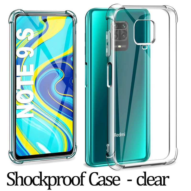 

Shockproof Case + Glass for Xiaomi Redmi Note 9 Pro Camera Glass Film Note 9S Red Mi Note9Pro Screen Protector Redmi Note 9Pro