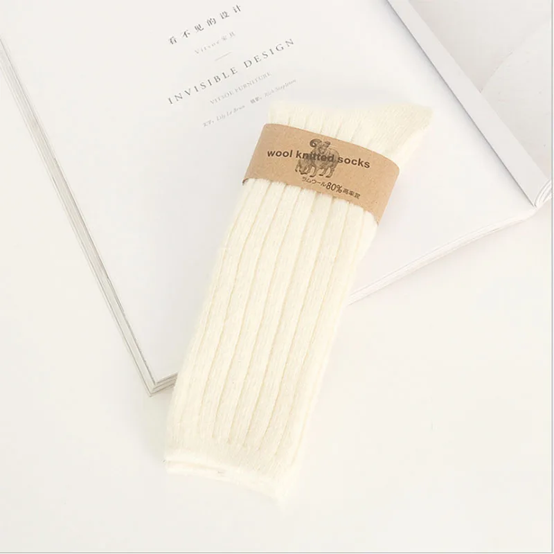 Winter thick Baby Girls wool Knee High Socks Solid Candy Color Kids Toddler Double Needle Short Socks For Children