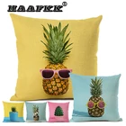 Декоративная подушка для гостиной, дивана, чехол с растительным узором, Современная декоративная льняная подушка 45x45 см, чехол для подушки, кактус, ананас