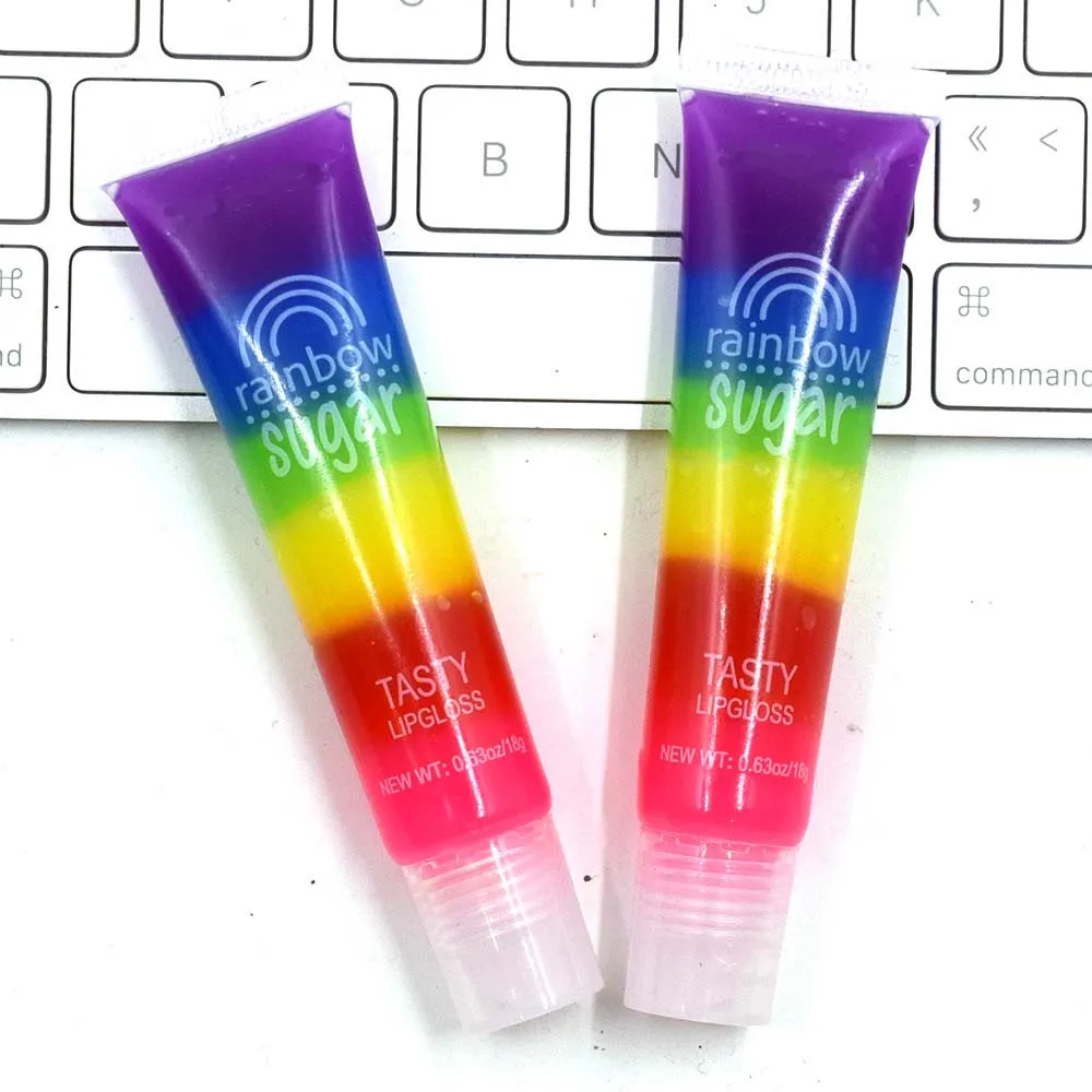 Водостойкий увлажняющий Радужный сахарный вкусный блеск для губ Макияж