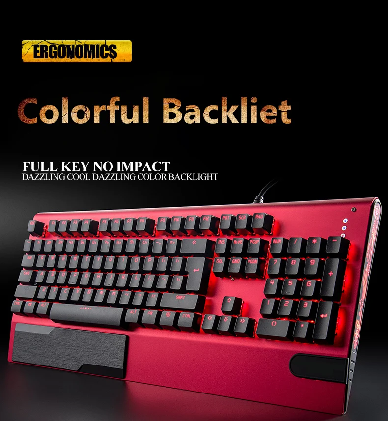 Механическая игровая клавиатура с 104 клавишами черный и синий переключатель RGB