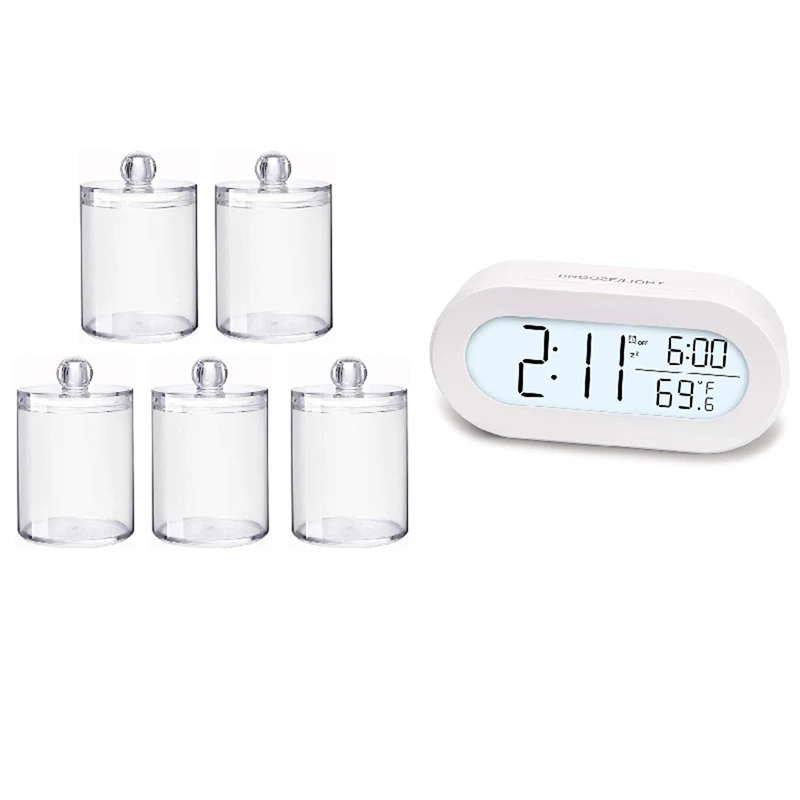 

Acrylic Dispenser Apothecary Jars With Digital Alarm Clocks For Desk Or Bedroom, Small Alarm Clocks