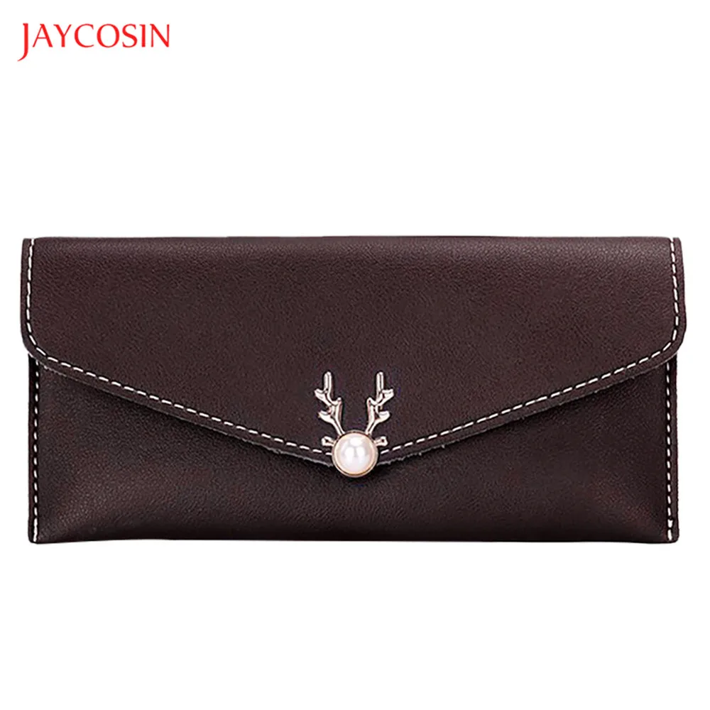 Jaycosin Роскошные брендовые кожаные женские длинные кошельки модные складные с