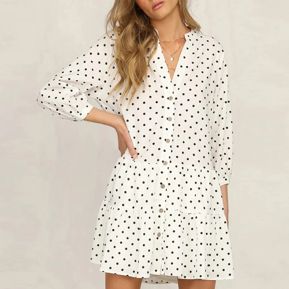 Женское платье с оборками и v-образным вырезом FADZECO осеннее длинным рукавом 2019 |