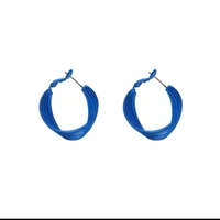 the new fashion klein blue earrings are thinner ring earrings niche silver needle personality ladies earrings earrings are white