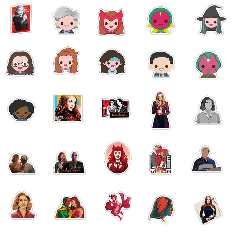 Наклейки для самостоятельной сборки 10/50 шт./компл. Marvel Classic Wanda Vision водостойкие