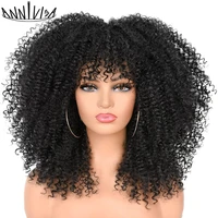 16short hair afro kinky curly wigs with bangs for black women african synthetic ombre glueless blonde brown cosplay lolita wigs