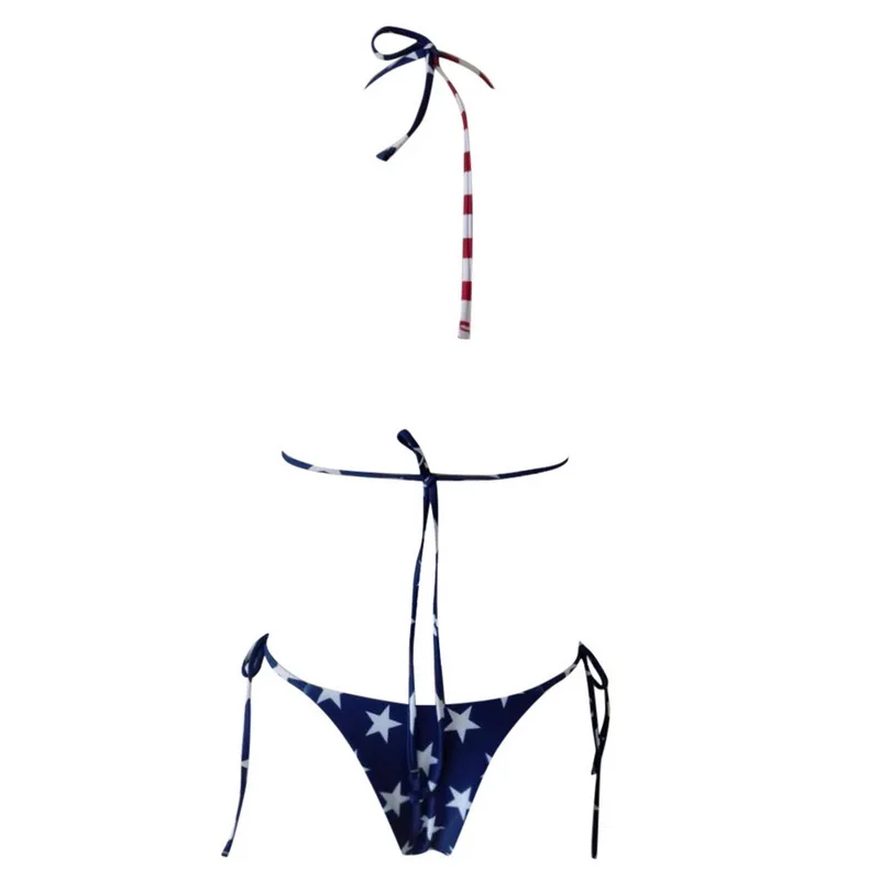 

Micro Bikini Set 2020 Women Push Up Swimsuit Mini Thong Bikini String Swim Suit Sexy Swimwear Independence Day Printed Tankini