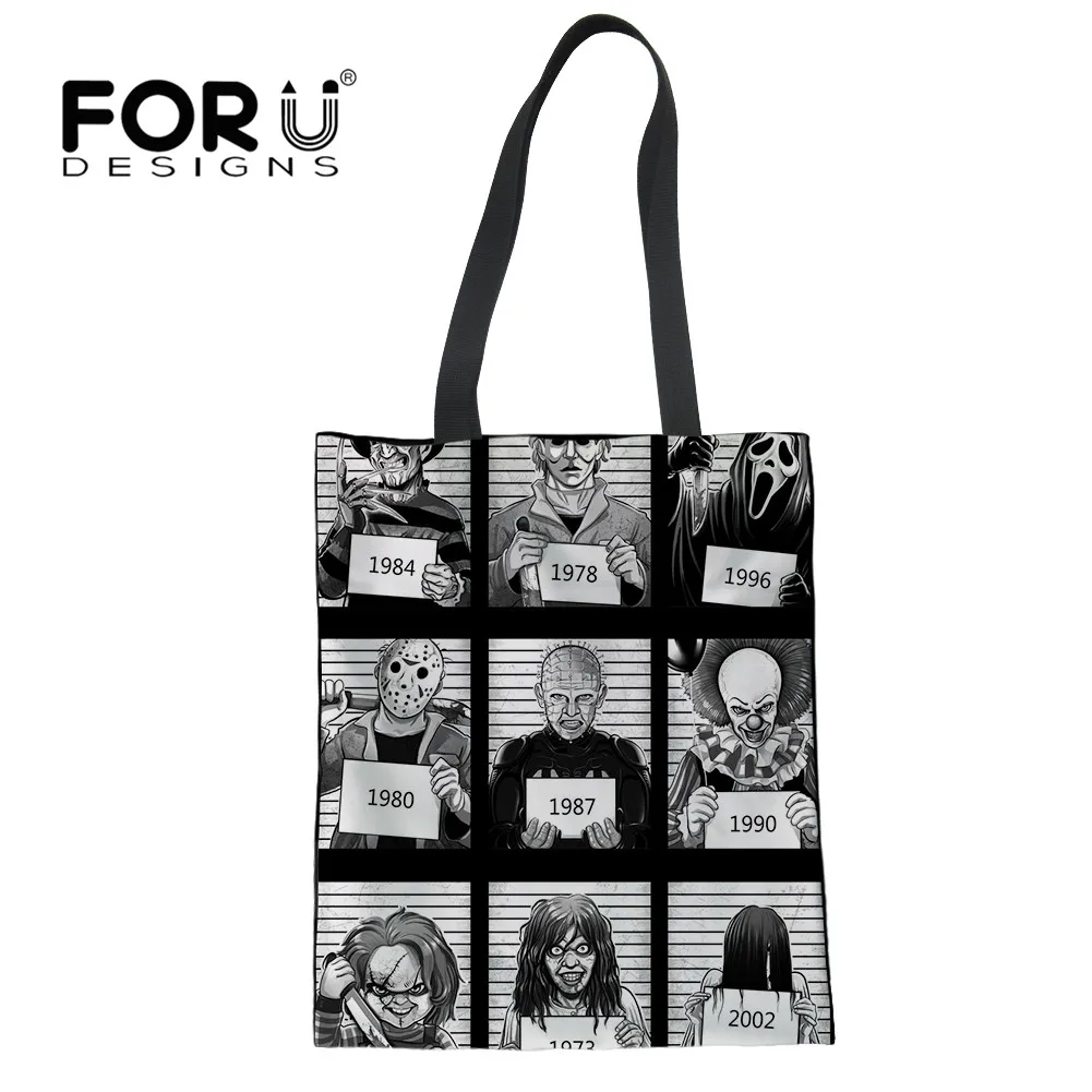 

FORUDESIGNS Horror Prison Design Canvas Tote Bags for Woman New Style Casual Travel Storage Bag Student Bookbag Handbag Sac