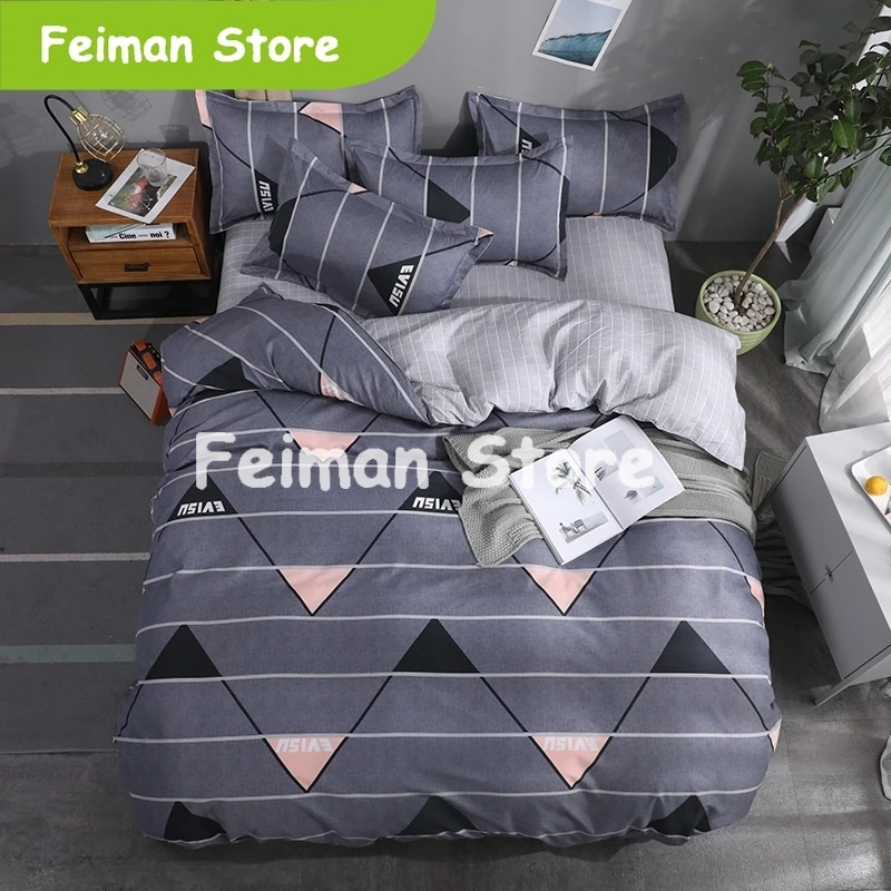 Пододеяльник в синюю полоску простыни для безбортовой кровати + наволочка King queen