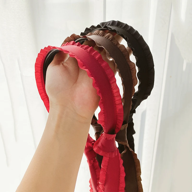 

Xwen 2021 New Women Elegant Vintage Solid Long Ribbon Hairbands Sweet Hair Holder Headband Hair Hoops Fashion Hair Accessories