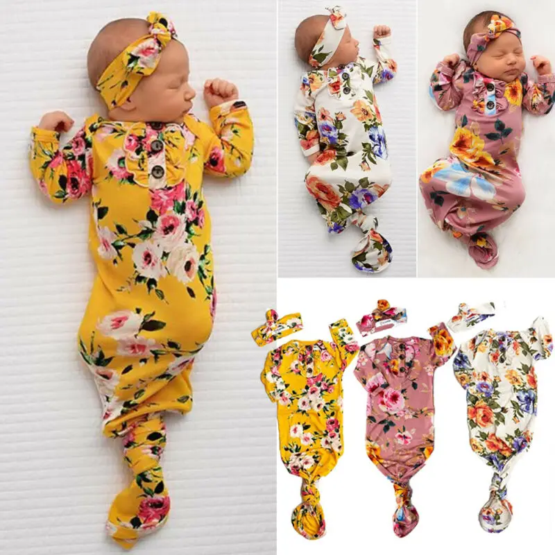 

Flower Newborn Baby Girl Swaddle Wrap Blanket Sleeping Bag+Headband Set 0-6M