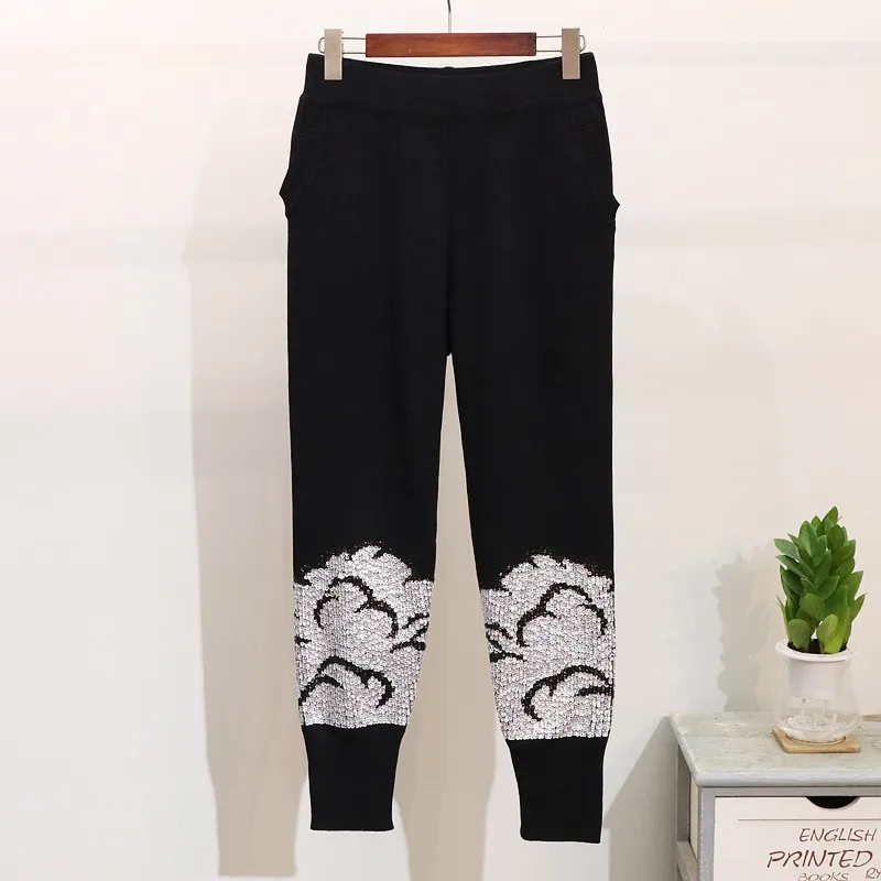 Высокое качество женские вышитые вспышки с блестками свободные вязанные 2 шт