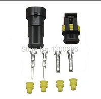 10 sets kit 2 pin way amp super seal waterproof electrical wire connector plug for car