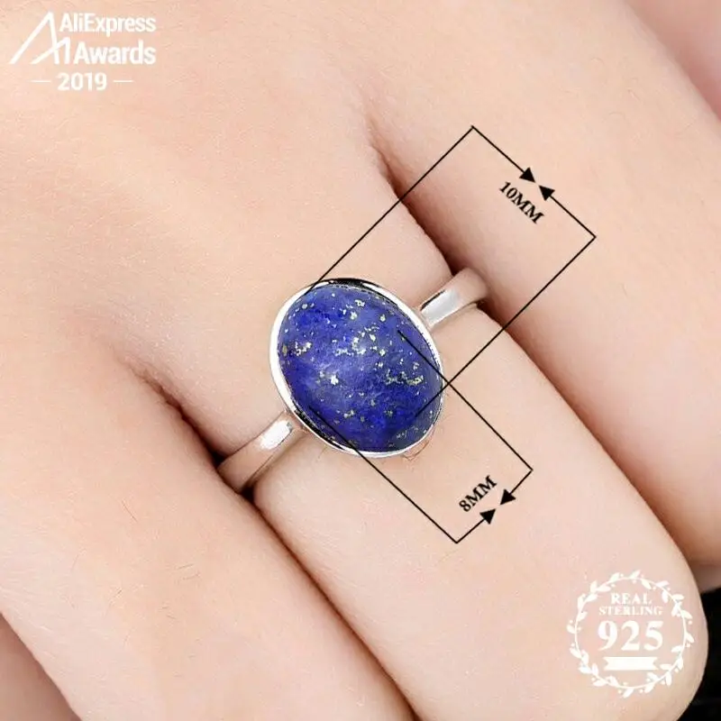 10*8mm 6.18 Sale S925 Sterling Silver Asia Lapis Rings Exaggerated Chinatown Afghanistan Retro Gemstone | Украшения и аксессуары