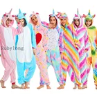 Комбинезон-единорог унисекс, зимний стежок, ползунки панда, женская, Мужская Ночная рубашка, костюмы аниме, фланелевые пижамы для взрослых