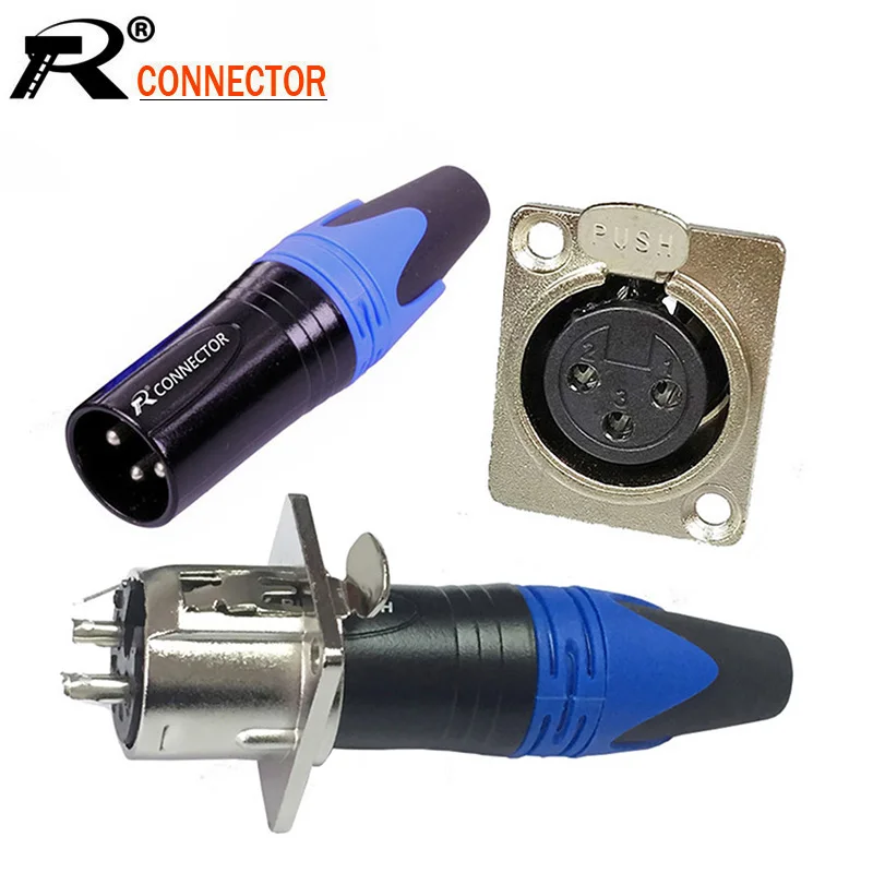 50 компл./Лот 3 контактный разъем XLR шт. шасси для монтажа на панели + штекеров