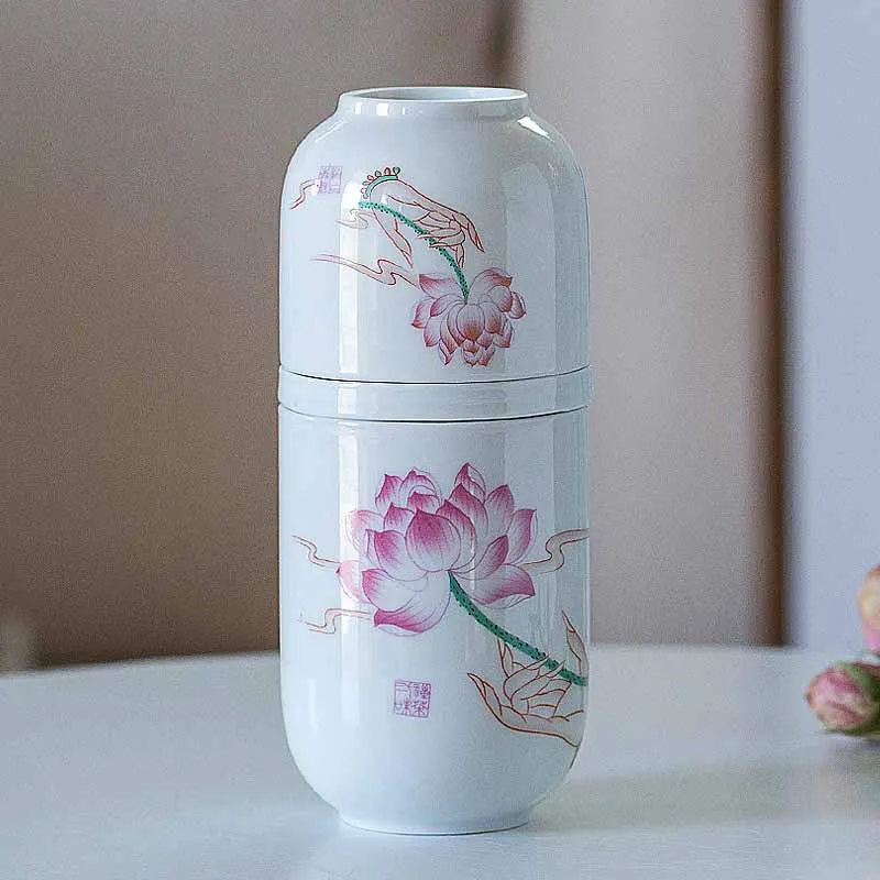 

Portable One Pot Two Cups Simple Teapot Teacup Ceramic Travel Small Pot Tea Kung Fu Tea Set