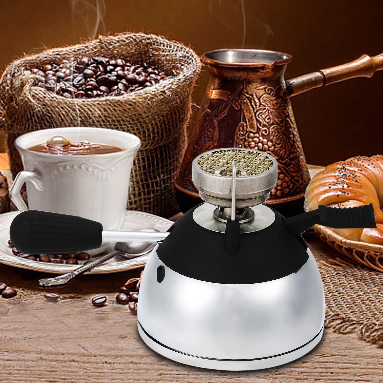 

Camping Stove Butane Gas Burner with Refill Rack and Furnace Stand for Tabletop Siphons Windproof Cooking Stove Coffee Maker