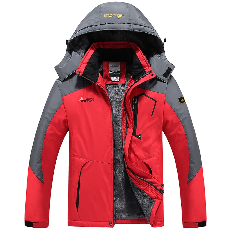 Winter Fleece Snowproof Windproof Waterproof Winter Jacket Outdoor Camping Mountaineering Ski Suit Plus Velvet Down Jacket 6XL