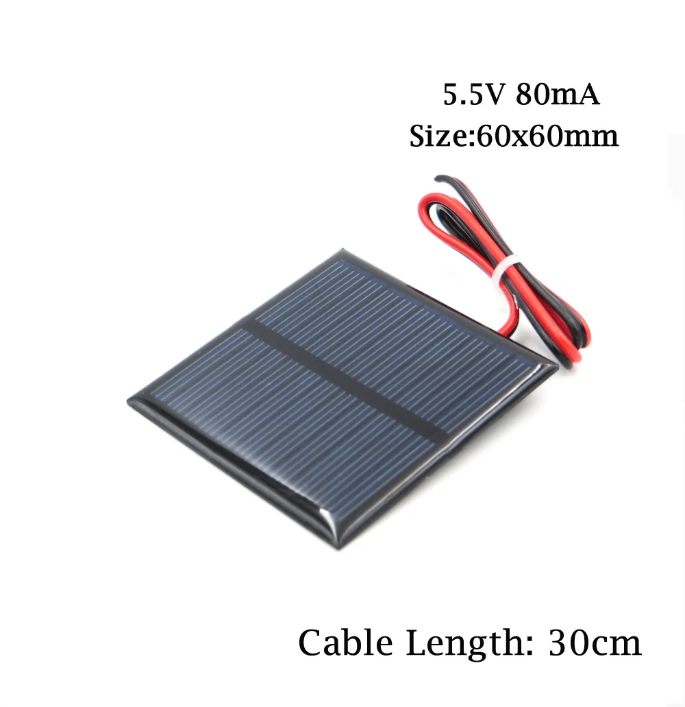 

5.5V Solar Panel Study Polycrystalline Silicon DIY Battery Charger Small Mini Solar Cell cable toy Volt 5V 70 80 100 160 200mA