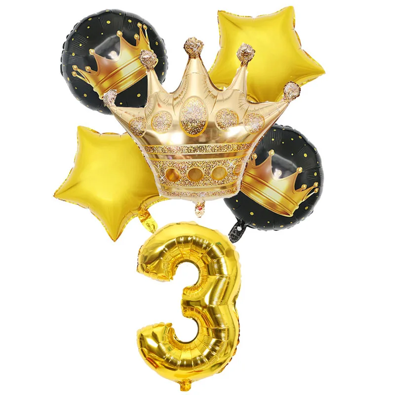 6 шт./лот большая корона звезда номер фольги воздушный шар набор Дети День