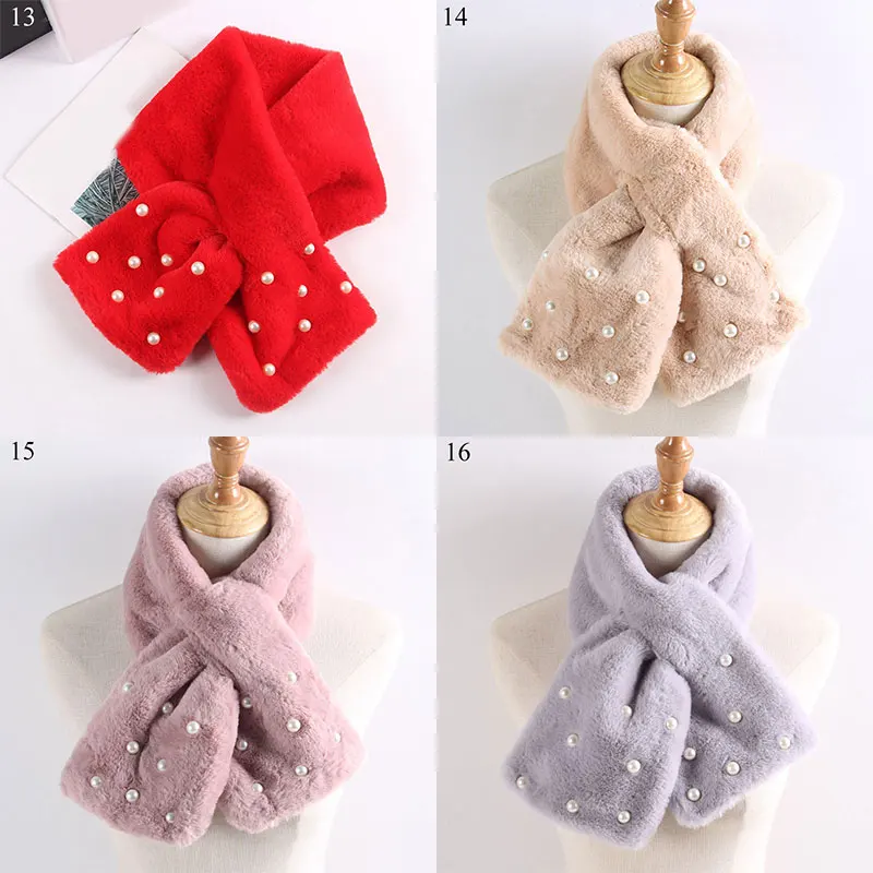Женские зимние шарфы утолщенный однотонный плюшевый воротник из искусственного