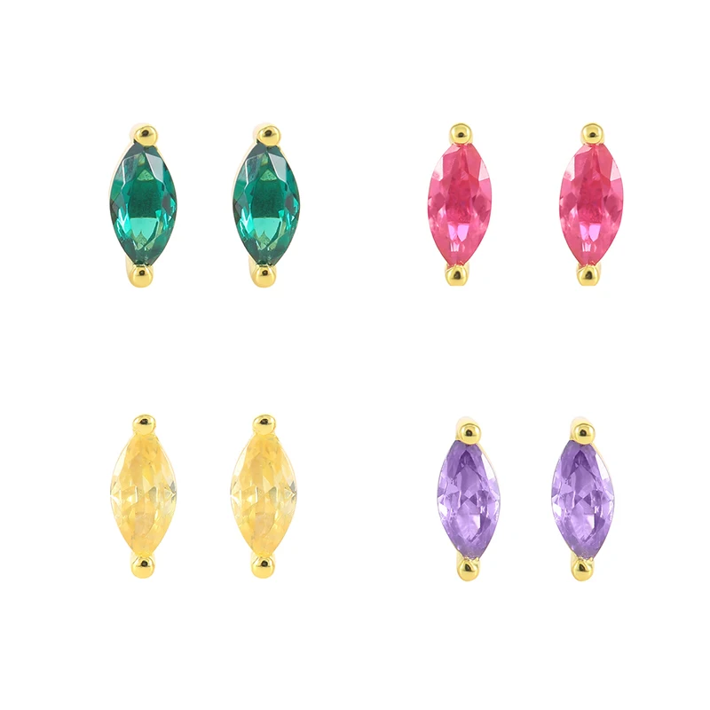 

Cute Color Zircon Horse Eye Stud Earrings for Women Luxury INS Korean Fashion Jewelry Statement Accessories Kolczyki Wholesale