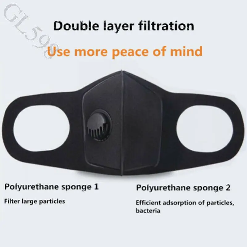 Новая противотуманная моющаяся многоразовая маска для лица PM2.5 с клапаном против