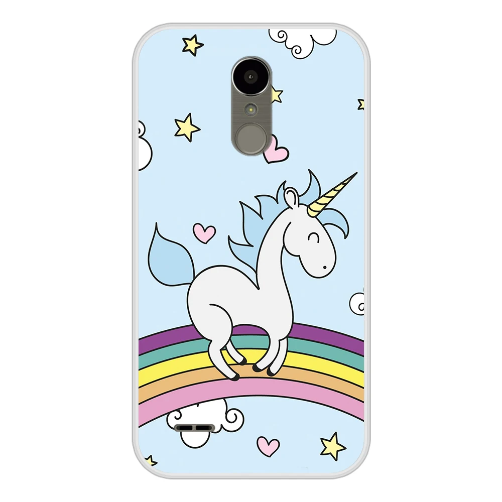 Силиконовый чехол для телефона LG K10 2017 милый Радужный Единорог задняя крышка K 10