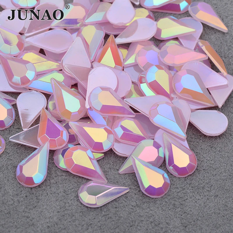 JUNAO 5*8 мм 8*13 розовые AB капли стразы для дизайна ногтей Акриловые Кристаллы с