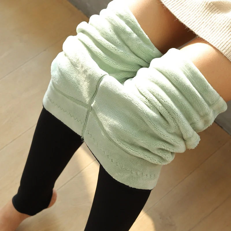 

700g fattening winter style Plush thick warm bottomed cotton pantyhose avocado can't kick when stepping on the outside