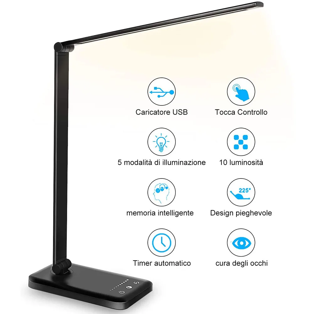 Приглушаемая Настольная лампа с сенсорным управлением USB светодиодный